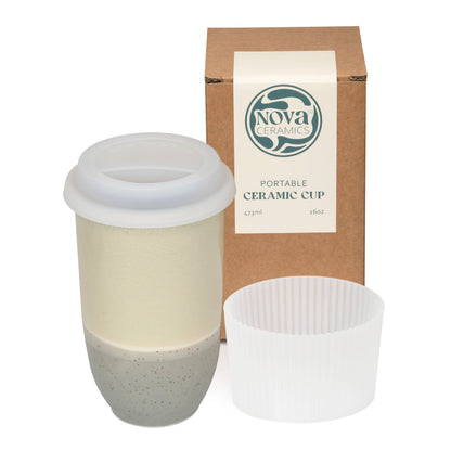Nova Ceramics Travel Mugs - 12oz & 16oz - 26 Nature-Inspired Handmade Designs - Microwave & Dishwasher Safe, Perfect for On-the-Go Coffee Lovers