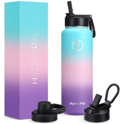 25oz Insulated Water Bottle w/ 2 Lids (Straw & Spout) - Stainless Steel, Double-Walled, Wide Mouth, Powder-Coated, Hot & Cold Thermos