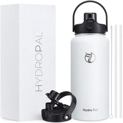 HydroPal 64oz Insulated Stainless Steel Water Bottle, Half Gallon, 2-in-1 Lid (Chug & Straw), Double-Walled Vacuum, Leak-Proof, Wide Mouth, Drinkware #Summervibes