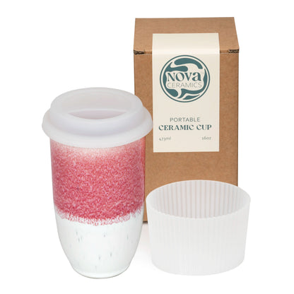 Nova Ceramics Travel Mugs - 12oz & 16oz - 26 Nature-Inspired Handmade Designs - Microwave & Dishwasher Safe, Perfect for On-the-Go Coffee Lovers