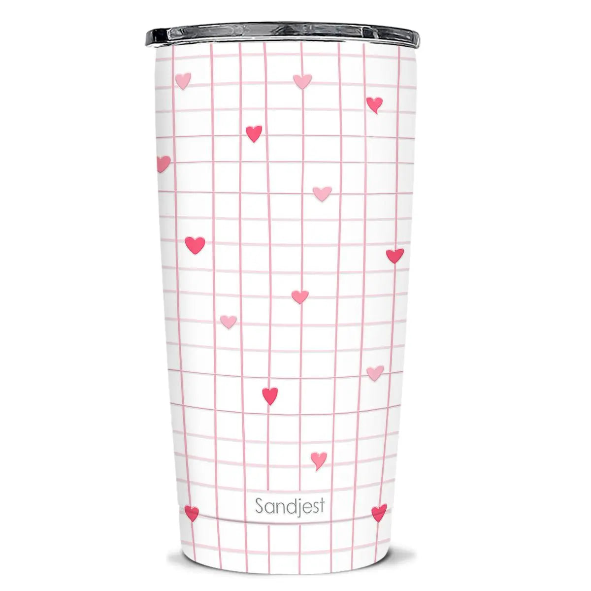 SANDJEST 20oz Stylish Botanical Daisies Insulated Stainless Steel Coffee Flask - Portable, Leakproof, Double-Wall Keeps Coffee Cozy Longer, Cup Holder Friendly, Reusable, Gym-to-Office Use, Iced or Hot Ready, Gift for Her