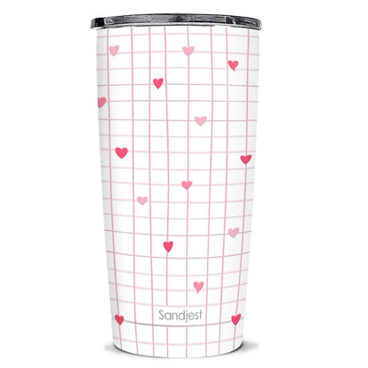 SANDJEST 20oz Stylish Botanical Daisies Insulated Stainless Steel Coffee Flask - Portable, Leakproof, Double-Wall Keeps Coffee Cozy Longer, Cup Holder Friendly, Reusable, Gym-to-Office Use, Iced or Hot Ready, Gift for Her