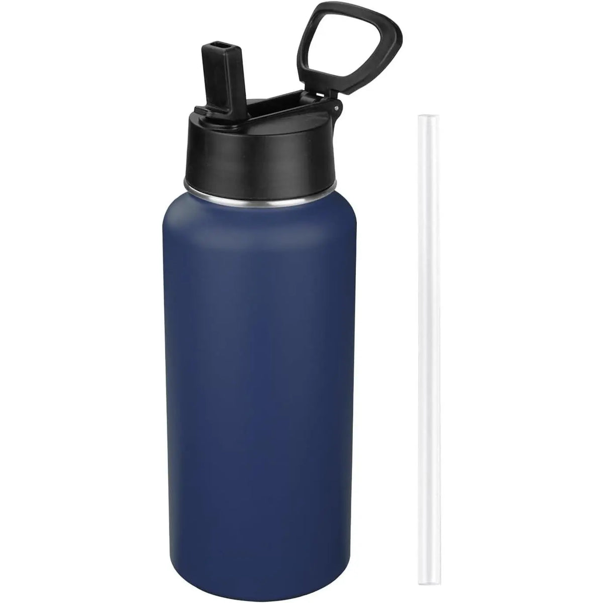Insulated Water Bottle With Straw,32 oz Vacuum Insulated Stainless Steel  Water Flask,Keeps Cold and Hot,Metal Water Bottle Wide Mouth for Gym Travel Camping (Black)