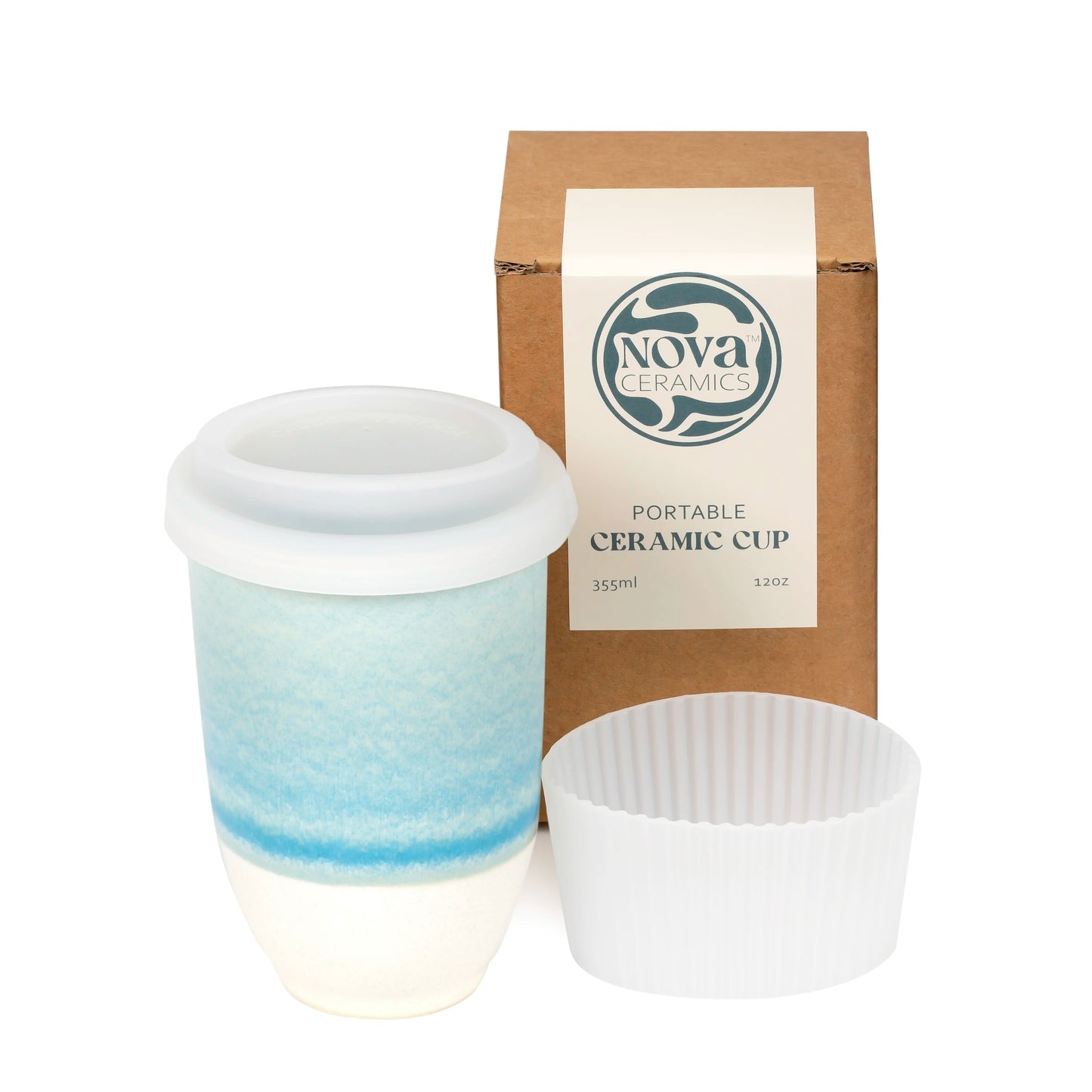 Nova Ceramics Travel Mugs - 12oz & 16oz - 26 Nature-Inspired Handmade Designs - Microwave & Dishwasher Safe, Perfect for On-the-Go Coffee Lovers