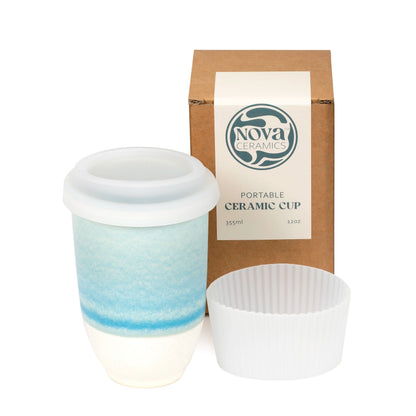 Nova Ceramics Travel Mugs - 12oz & 16oz - 26 Nature-Inspired Handmade Designs - Microwave & Dishwasher Safe, Perfect for On-the-Go Coffee Lovers
