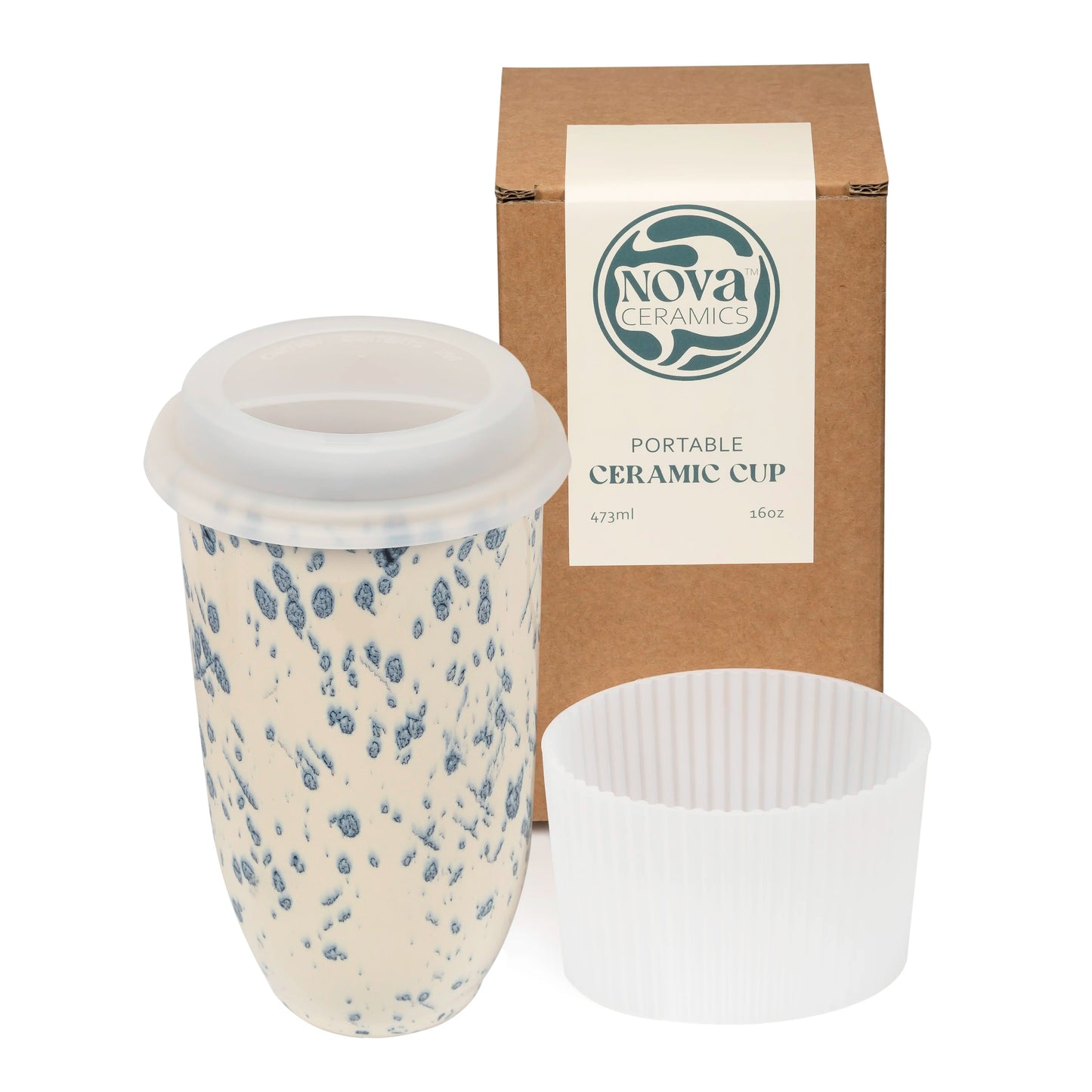 Nova Ceramics Travel Mugs - 12oz & 16oz - 26 Nature-Inspired Handmade Designs - Microwave & Dishwasher Safe, Perfect for On-the-Go Coffee Lovers