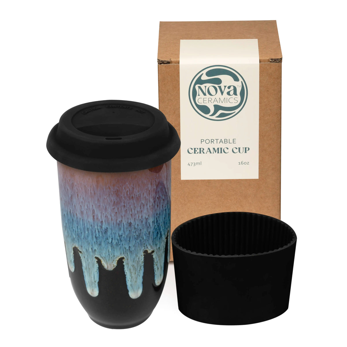 Nova Ceramics Travel Mugs - 12oz & 16oz - 26 Nature-Inspired Handmade Designs - Microwave & Dishwasher Safe, Perfect for On-the-Go Coffee Lovers