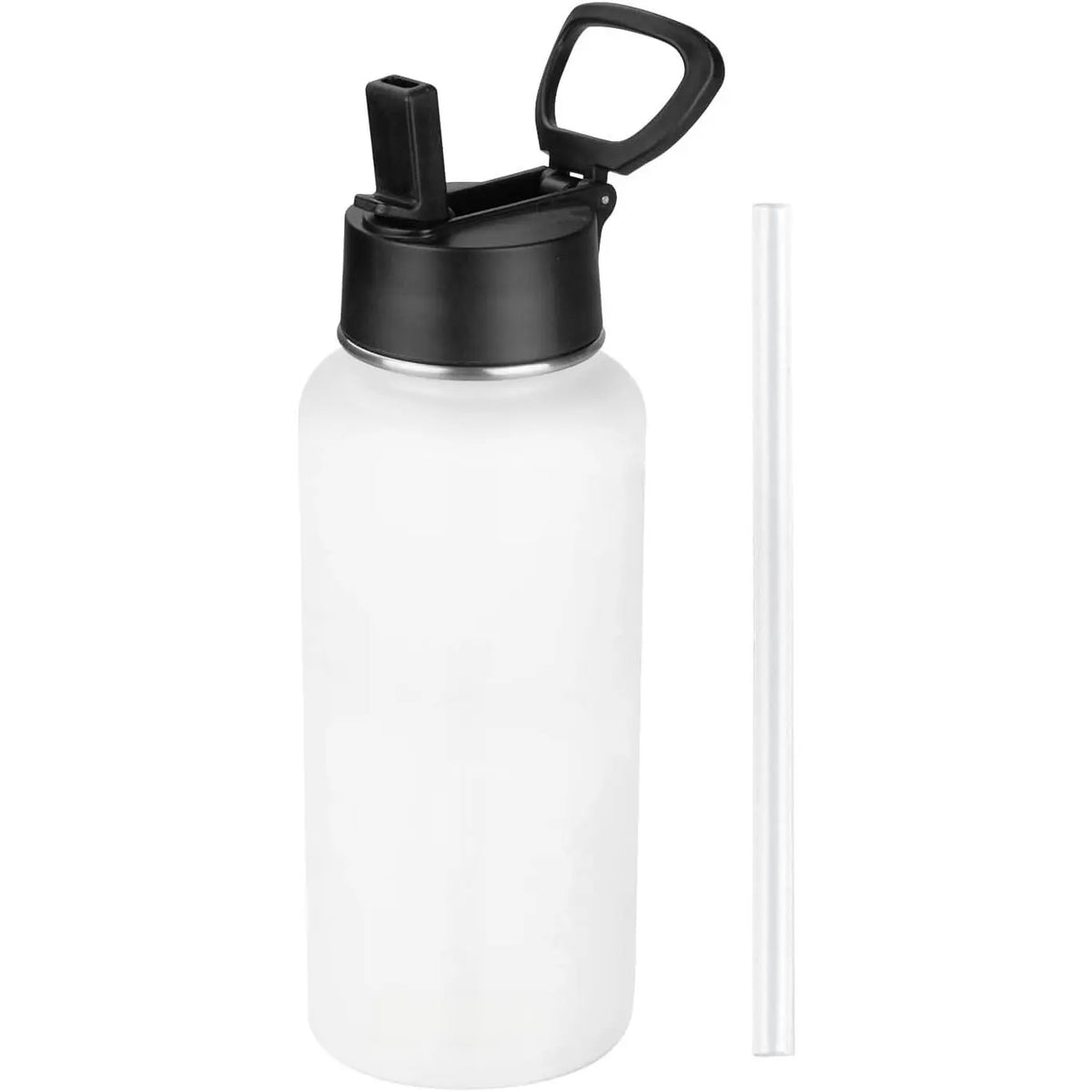 Insulated Water Bottle With Straw,32 oz Vacuum Insulated Stainless Steel  Water Flask,Keeps Cold and Hot,Metal Water Bottle Wide Mouth for Gym Travel Camping (Black)