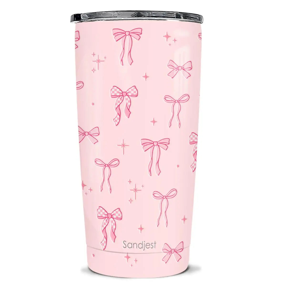 SANDJEST 20oz Stylish Botanical Daisies Insulated Stainless Steel Coffee Flask - Portable, Leakproof, Double-Wall Keeps Coffee Cozy Longer, Cup Holder Friendly, Reusable, Gym-to-Office Use, Iced or Hot Ready, Gift for Her