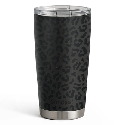 SANDJEST 20oz Stylish Botanical Daisies Insulated Stainless Steel Coffee Flask - Portable, Leakproof, Double-Wall Keeps Coffee Cozy Longer, Cup Holder Friendly, Reusable, Gym-to-Office Use, Iced or Hot Ready, Gift for Her