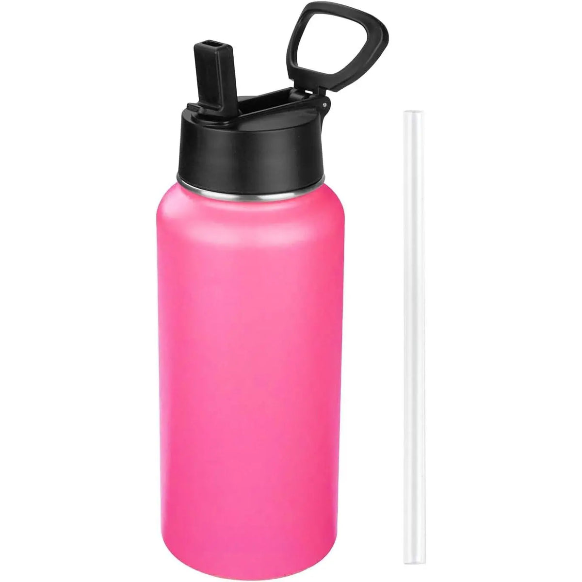 Insulated Water Bottle With Straw,32 oz Vacuum Insulated Stainless Steel  Water Flask,Keeps Cold and Hot,Metal Water Bottle Wide Mouth for Gym Travel Camping (Black)