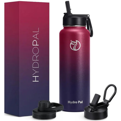 25oz Insulated Water Bottle w/ 2 Lids (Straw & Spout) - Stainless Steel, Double-Walled, Wide Mouth, Powder-Coated, Hot & Cold Thermos