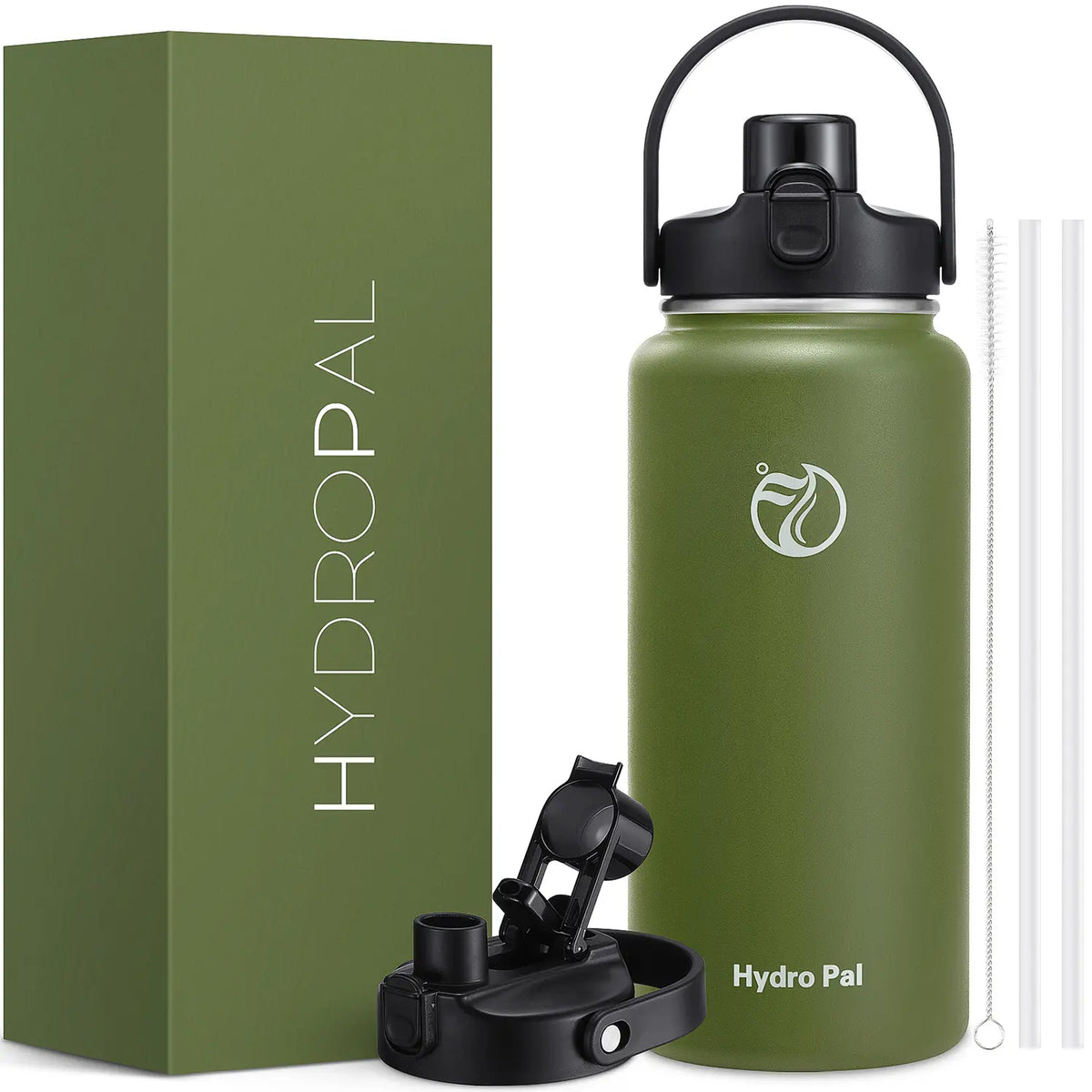 HydroPal 64oz Insulated Stainless Steel Water Bottle, Half Gallon, 2-in-1 Lid (Chug & Straw), Double-Walled Vacuum, Leak-Proof, Wide Mouth, Drinkware #Summervibes